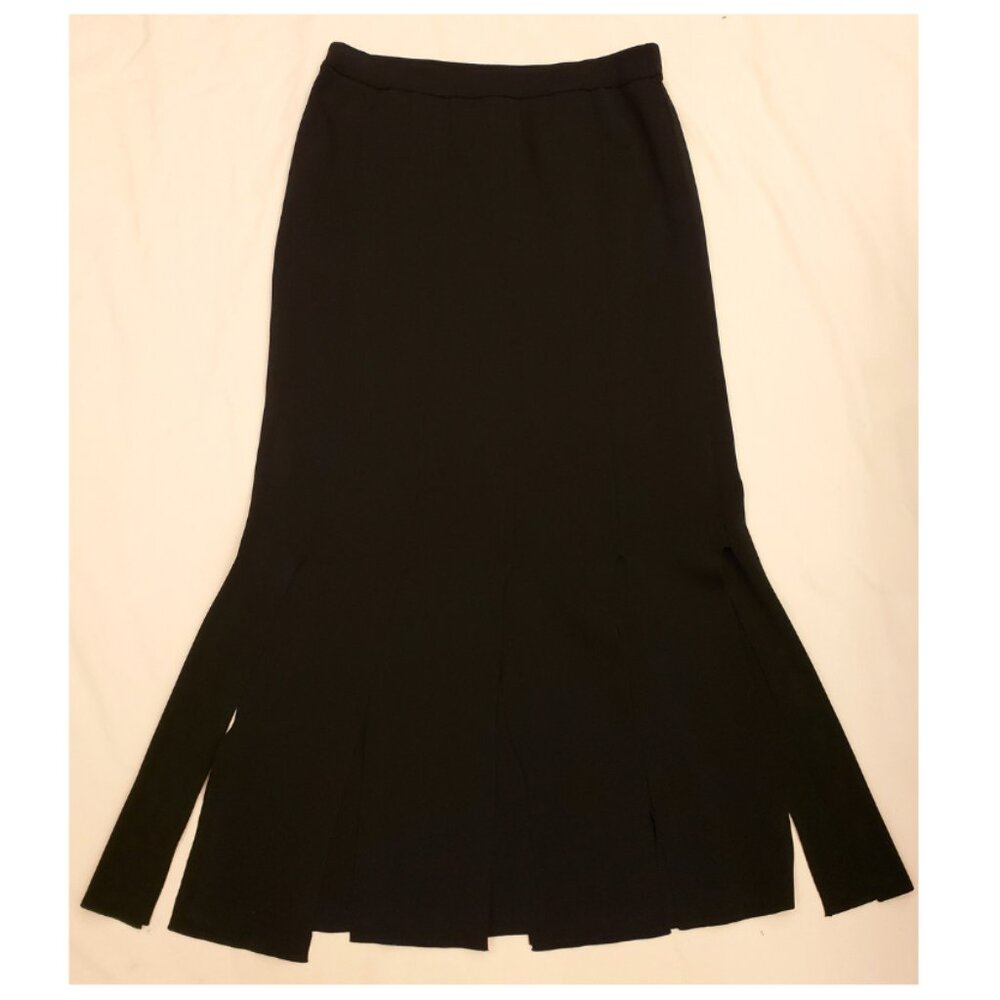 Black Maxi Skirt Size ~L by "M.T.W.T. 9-5" Bottom Multi-Slits